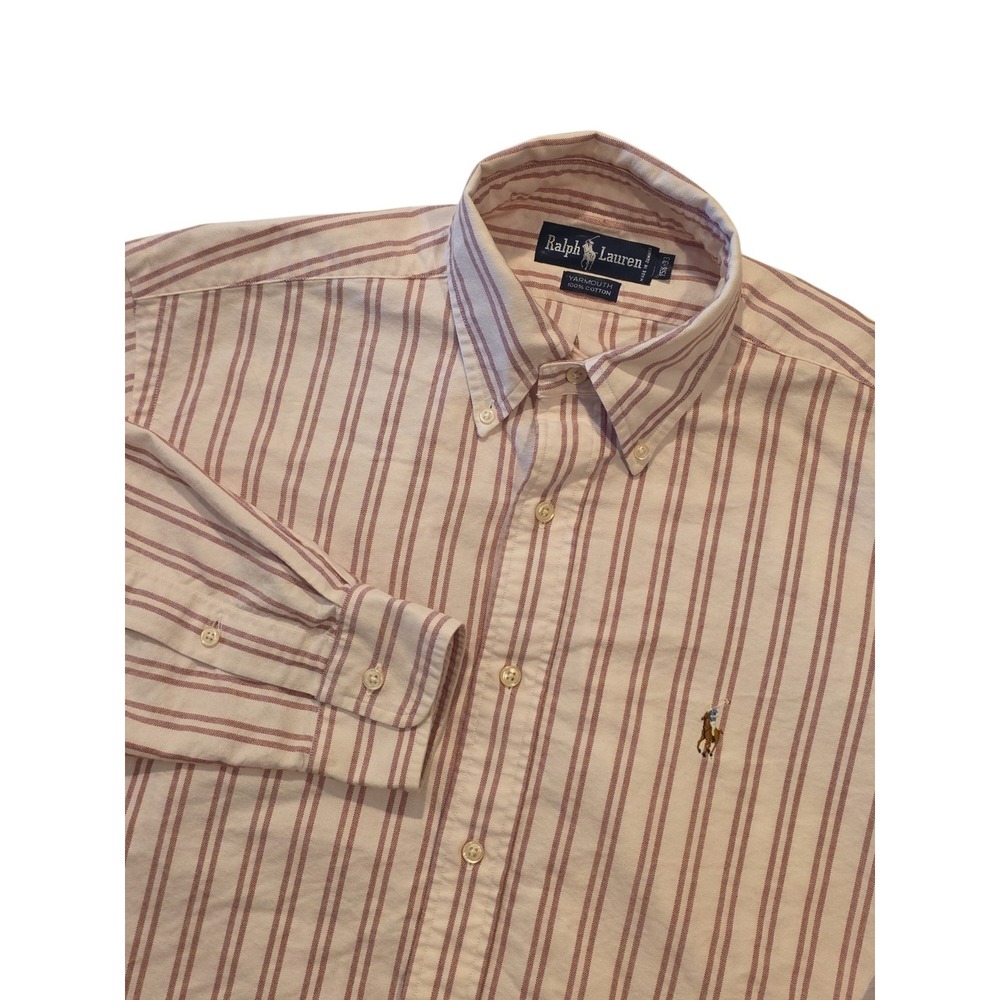 Vtg Ralph Lauren Yarmouth Striped Button Down Shirt Mens 15.5 33 Cotton Jamaica